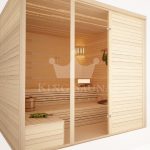 Indoor sauna with bent benches